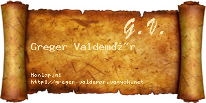 Greger Valdemár névjegykártya